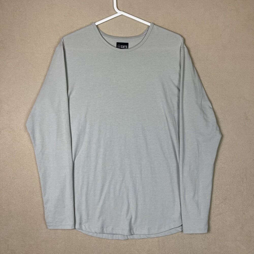Cuts Shirt Mens Extra Large Tan Curve Hem Long Sleeve T-Shirt Casual‎ Adult